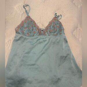 La Vie En Rose Light Blue and Pink Lace Camisole